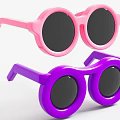 Two Pairs Of Stylish Pink And Purple Round Frame Sunglasses With Black Lenses