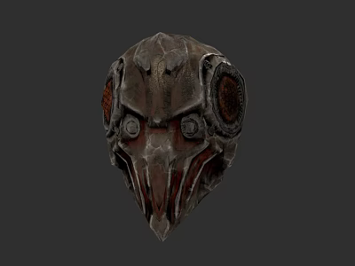 Intricate Game Movie Character Helmet 3D Model With Metallic Texture And Sharp Design 3d model