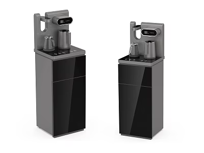 Modern Black and Gray Water Dispensers with Digital Display and Kettles for Daily Use 3d model