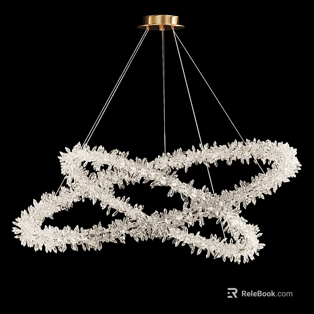 Modern Crystal Chandelier Featuring Intertwined Ring Structure And Sparkling Cluster Design 3d model 