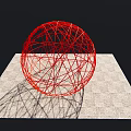 Decorative Red Wire Sphere Garden Ornament On Square Tiled Floor 3d model