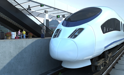 modern high-speed rail high-speed rail transportation 3d model