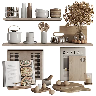 Modern Tableware Ornaments Combination 3d model