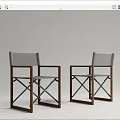 Foldable Outdoor Chairs With Wooden Frame And Gray Fabric Seats Set of Two