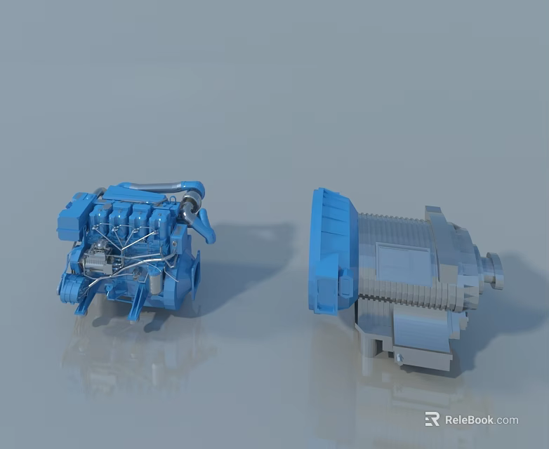 Blue Hinged Door Mechanical Components With Hardware And Structure Design 3d model 