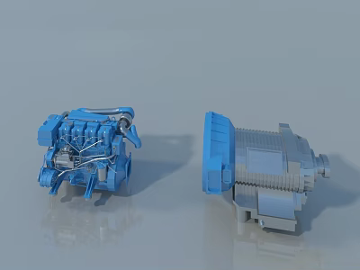 Blue Hinged Door Mechanical Components With Hardware And Structure Design 3d model