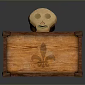 Wooden Storage Box With Brass Skull Decor And Fleur De Lis Symbol