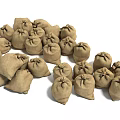 Pile of Natural Brown Burlap Sacks for Daily Household Storage Items Collection