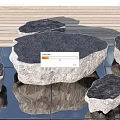 Modern Natural Stone Table And Chair Set With Irregular Shape And Reflective Surface 3d model