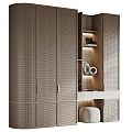 Modern Wardrobe Interior Design With Storage Shelves And Wooden Drawer Lighting