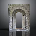 Ancient Stone Archway Structure With Carved Columns And Masonry Walls