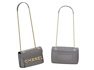 Classic Chanel Bags With Quilted Design Dark And Light Gray Colors And Gold Chains 3d model