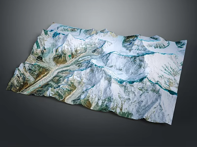 3D Terrain Model Featuring Mountains Glaciers Undulating Landscape And Vegetation Details 3d model