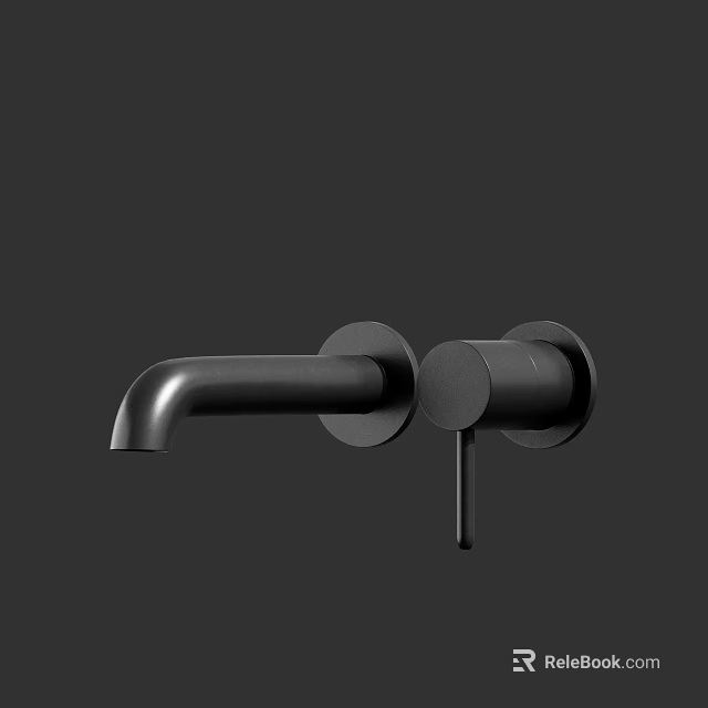 Black Wall Mounted Faucet with Sleek Modern Design for Bathroom or Kitchen 3d model 