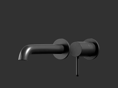 Black Wall Mounted Faucet with Sleek Modern Design for Bathroom or Kitchen 3d model