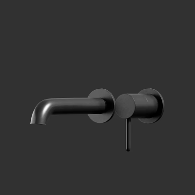 Black Wall Mounted Faucet with Sleek Modern Design for Bathroom or Kitchen 3d model