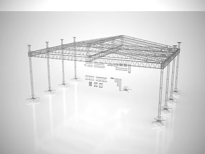 Heavy Duty Industrial Equipment Steel Structure Frame With Metal Support Beams And Columns 3d model