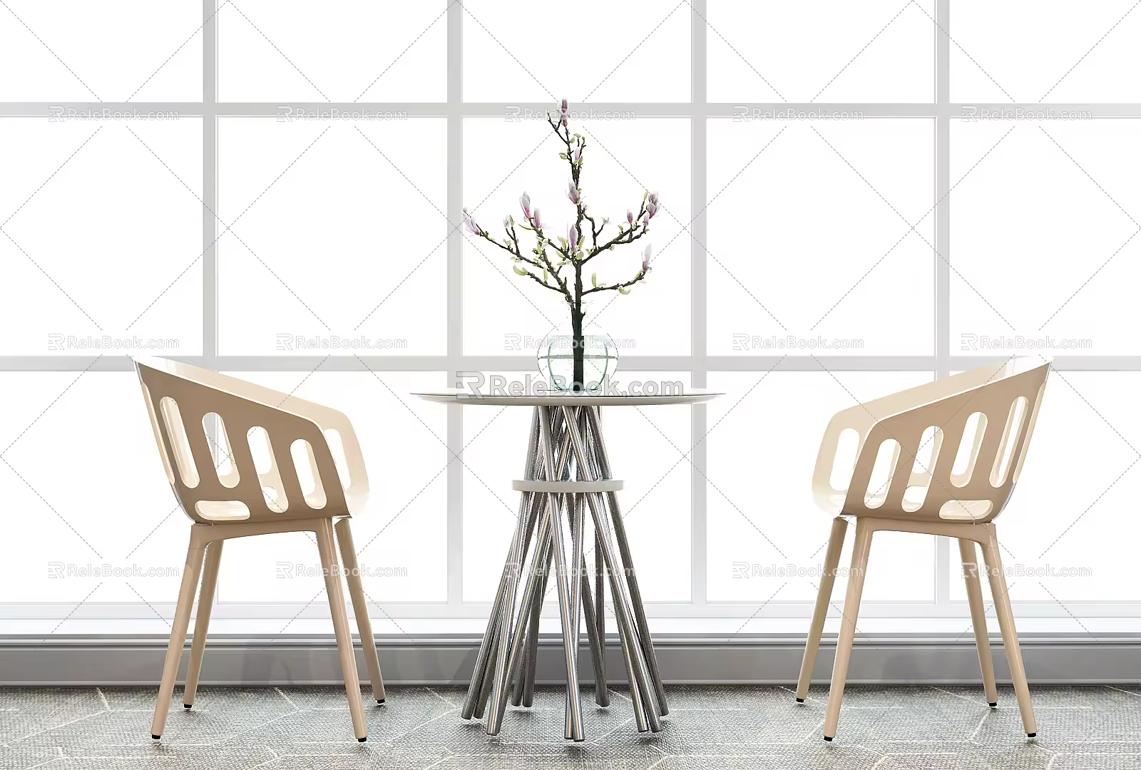 Modern table and chair combination single chair coffee table combination 3d model