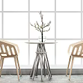 Modern table and chair combination single chair coffee table combination 3d model