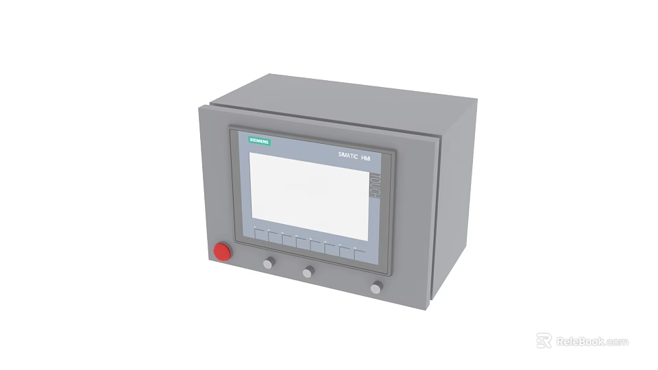 Industrial Control Panel Equipment with Siemens SIMATIC Display Screen and Control Buttons 3d model