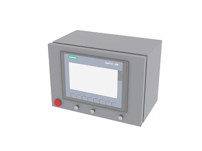 Industrial Control Panel Equipment with Siemens SIMATIC Display Screen and Control Buttons 3d model