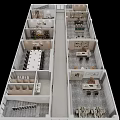 Birds Eye View Of Modern Office Floor Plan With Multiple Workspaces And Meeting Rooms