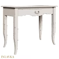 White Vintage Dining Table With Carved Legs And Single Drawer Design