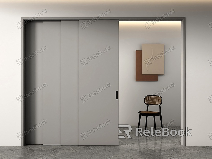 Modern sliding door four linkage sliding door solid wood sliding door invisible sliding door sliding door partition door model