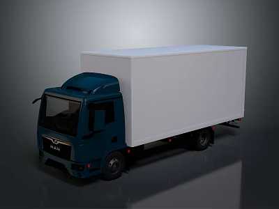 Blue and White Delivery Truck with Modern Cab for Efficient Cargo Transportation 3d model