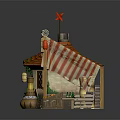 Rustic Fresh Fruits Market Stall With Assorted Colorful Display And Wooden Barrels
