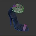 Women's Fashionable Gray High Heels With Transparent Strap And Decorative Beaded Hat Design