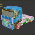 Modern Blue Cab Truck Model With Sleek Design And 3D Rendered Shiny Finish