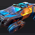 Futuristic Concept Car With Blue Orange Lighting And Aerodynamic Tech Body Design