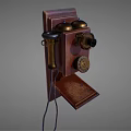 Vintage Wooden Wall Mounted Telephone With Brass Dial And Bells