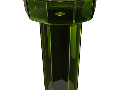 Green Glass Washbasin with Geometric Pedestal Design and Smooth Transparent Surface 3d model