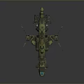 Sci Fi Mechanical Device With Green Blue Lights Complex Structure And Metallic Design