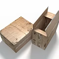 Cardboard Boxes Open And Closed Worn Cardboard With Recycling Symbols On White Background