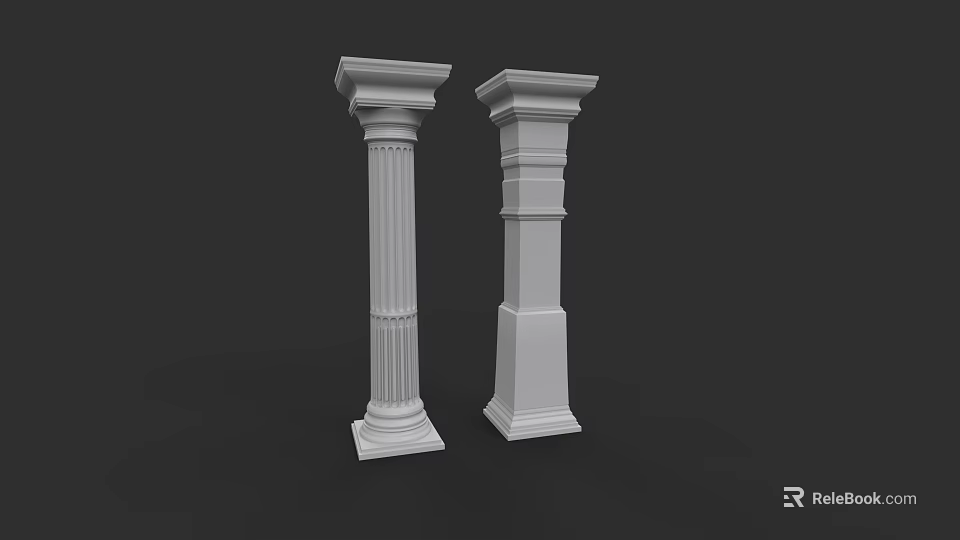 Garden Landscape Featuring Two Decorative Columns In Classical Modern Styles 3d model 