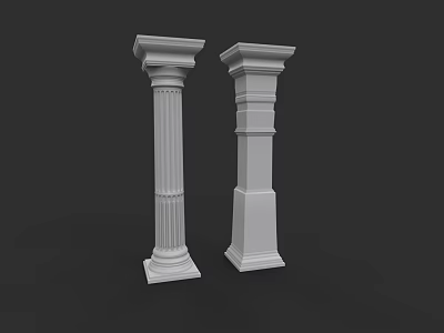 Garden Landscape Featuring Two Decorative Columns In Classical Modern Styles 3d model