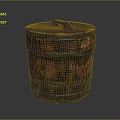 Classic Vintage Wooden Barrel With Rustic Texture Lid And Metal Hoops