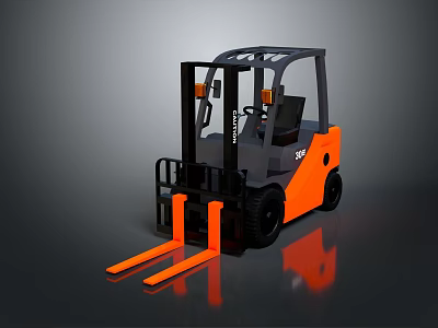 3D Rendered Orange Forklift Truck With Black Accents And Industrial Design Features 3d model