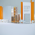 2023 Technology Exhibition Installation With Modern Orange White Structures And 3D Design