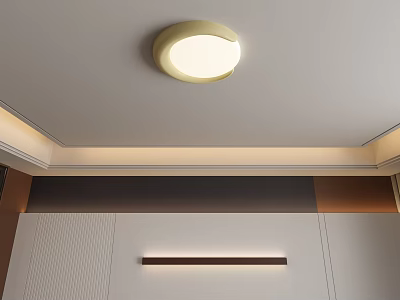 Modern Round Flush Mount Ceiling Light With Soft Glow And Minimalist Ceiling Design 3d model