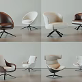 Modern Leisure Chairs Featuring Brown Leather Beige Fabric And Metal Legs In Various Styles