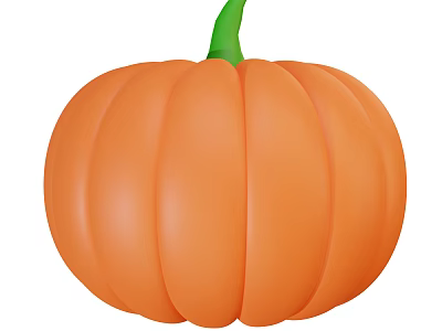 Fresh Orange Pumpkin Vegetable With Green Stem And Round Shape 3d model