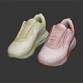 White Modern Sports Shoes with Light Green Sole and Air Cushion Design for Daily Wear