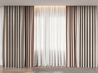 modern curtain cream curtain 3d model