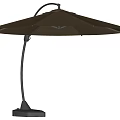 Outdoor Patio Umbrella With Curved Metal Pole Brown Canopy And Sturdy Base