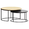 Nested Round Coffee Tables With Light And Dark Tops And Black Metal Frames 3d model