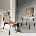 Tufted Design Dining Chairs Brown And Beige With Wooden And Black Metal Legs
